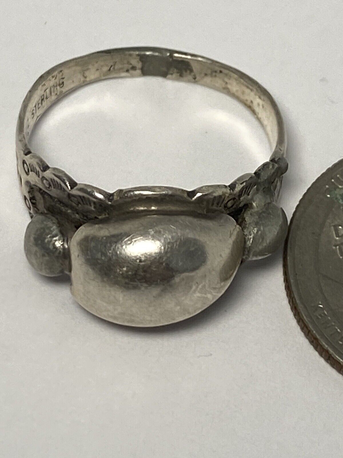 VTG Antique Sterling Silver Native American Carinated Brutalist Puffy Ring Sz 10