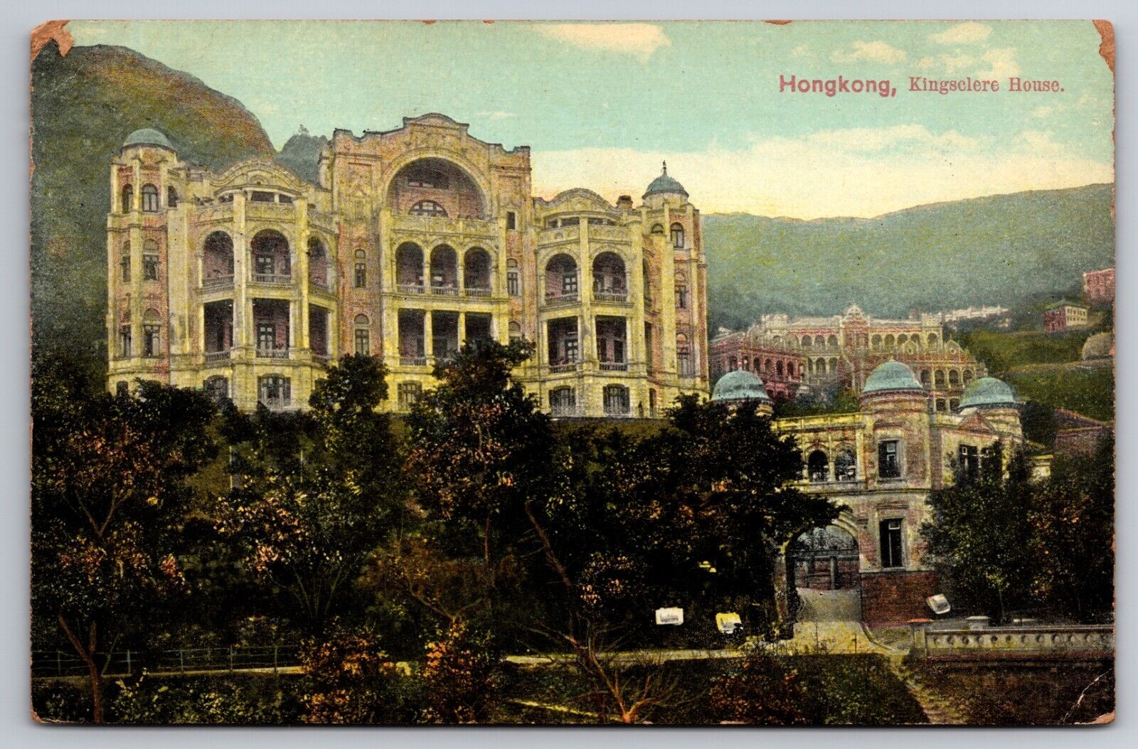 Kingsclere House Hong Kong China c1910 Postcard