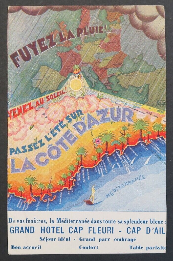 CPA advertising postcard GRAND HOTEL CAP FLEURI CAP D\'AIL Cote d\'Azur