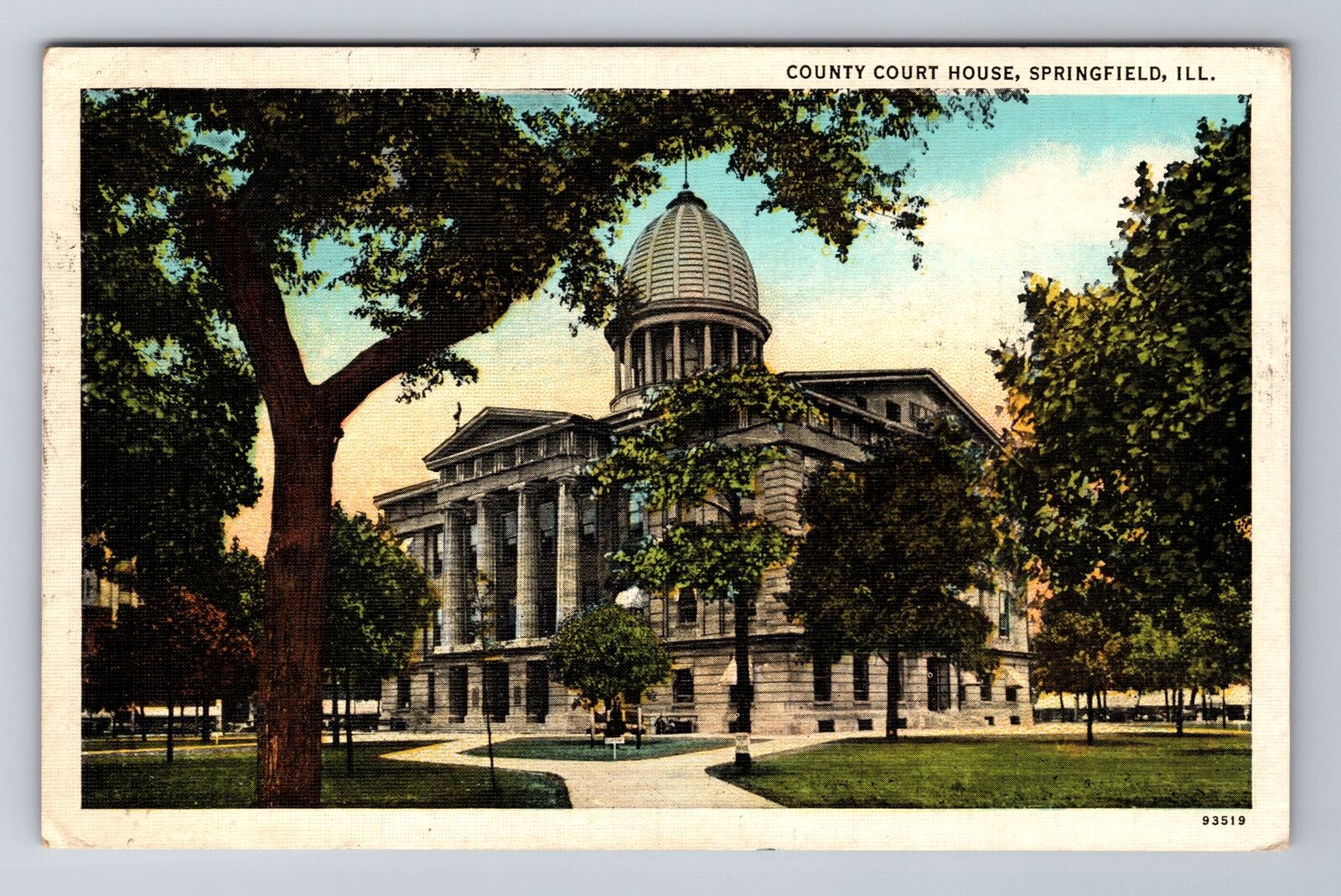 Springfield IL-Illinois, County Court House, Antique Vintage Souvenir Postcard