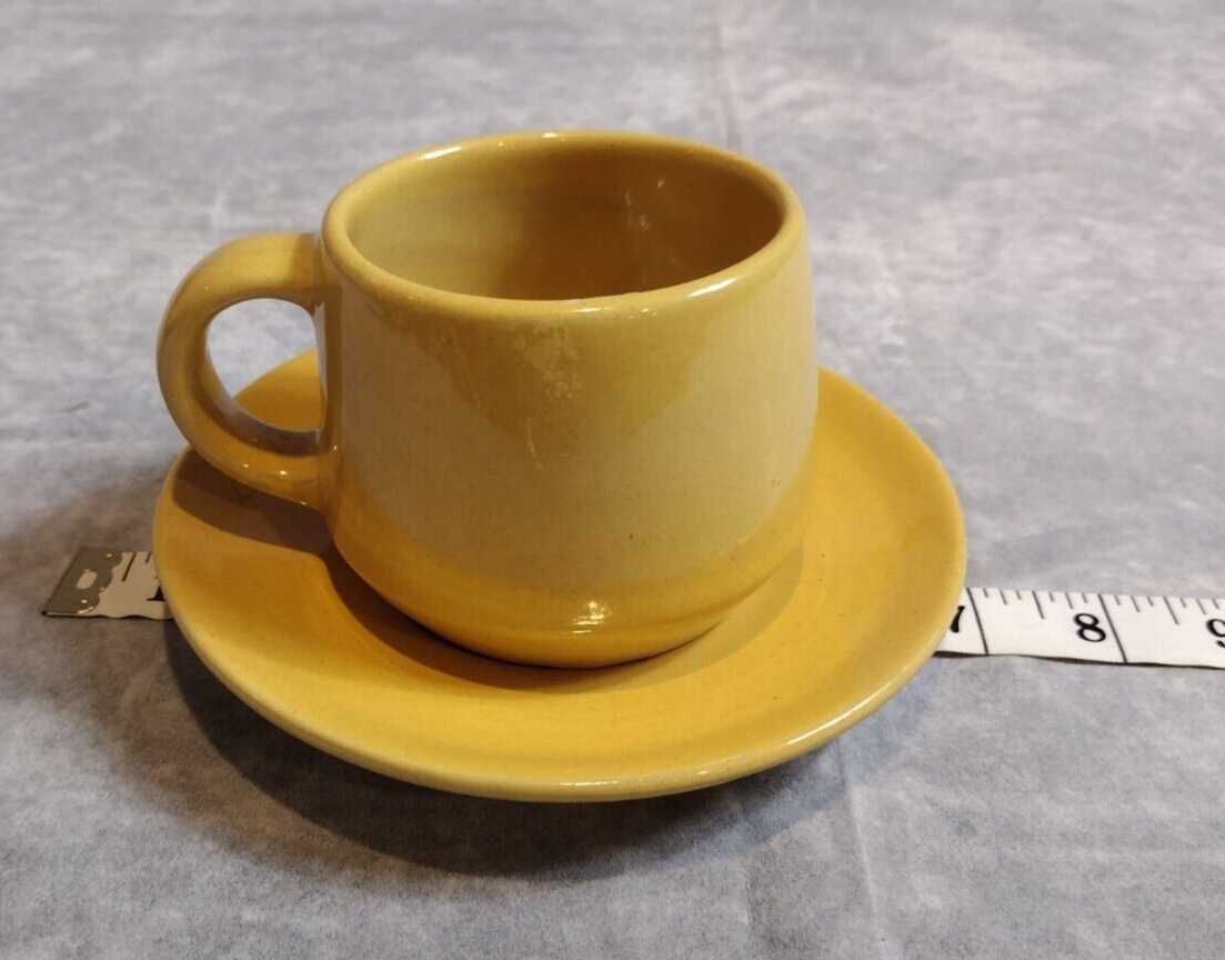 Vintage, Frankoma, Westwind (Autumn Yellow) Flat Cup & Saucer, Rare