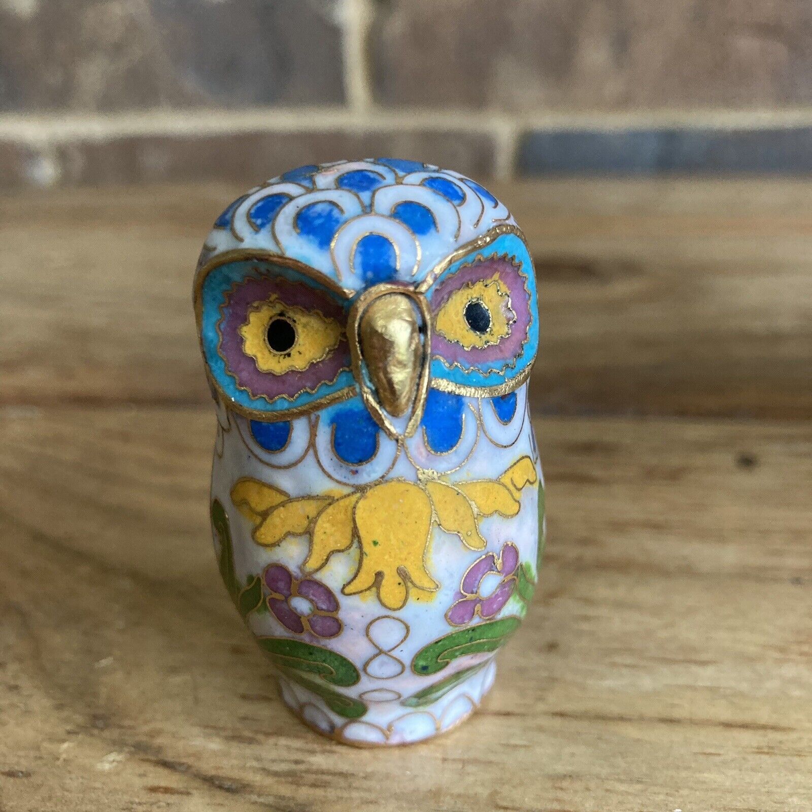 Vintage Cloisonne Miniature Owl 2” Tall