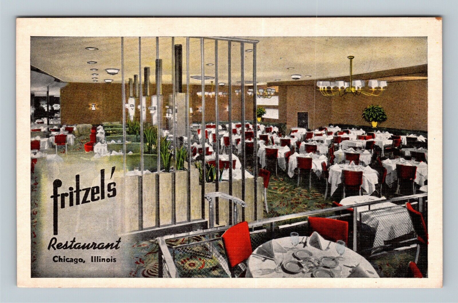 Chicago IL, Fritzel\'s Restaurant, Advertising Illinois c1940 Vintage Postcard