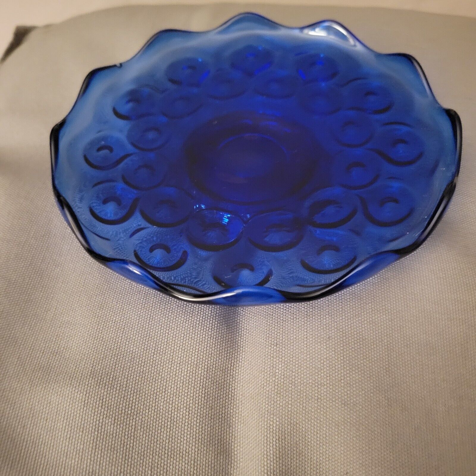 Vintage L. E. Smith Blue Glass Moon & Stars Compote/Candy Dish