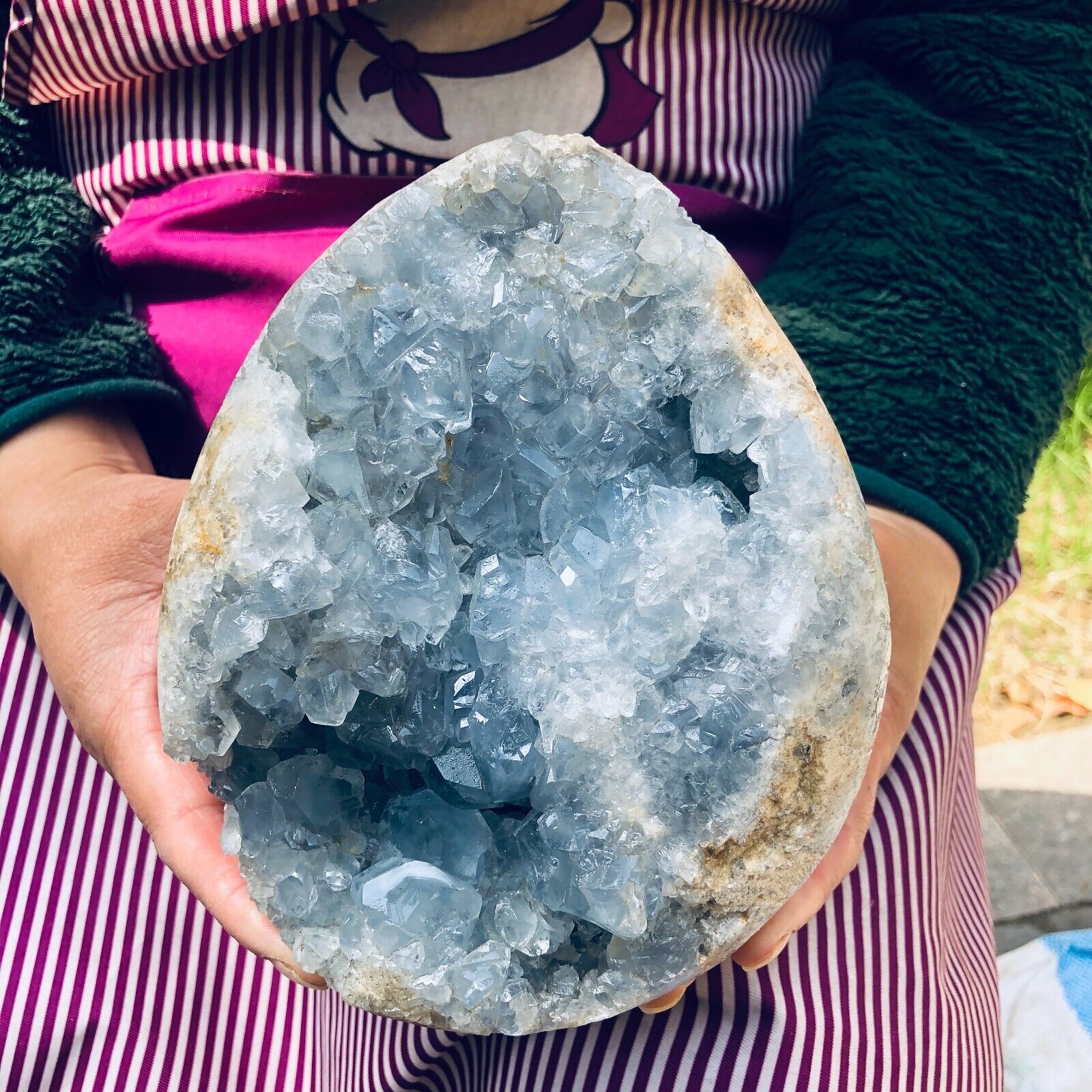 8.11LB Natural Blue Celestite Geode Quartz Crystal Mineral Specimen Healing