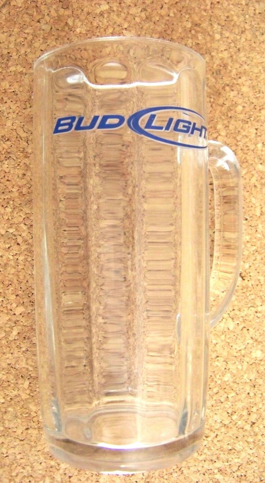 Bud Light tall handled mug tankard glass small chips Budweiser Anheuser Busch