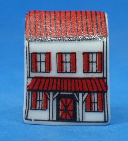 Birchcroft Miniature House Shaped Thimble -- Red Roof Villa