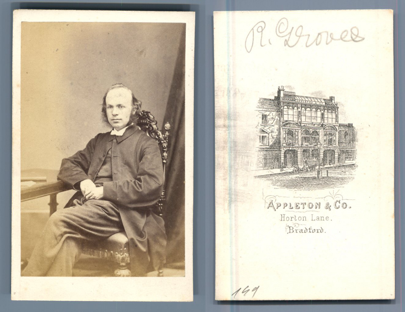 Reverend R. Groves, Methodist Church CDV, Appleton & Co. Bradford. Screw Card