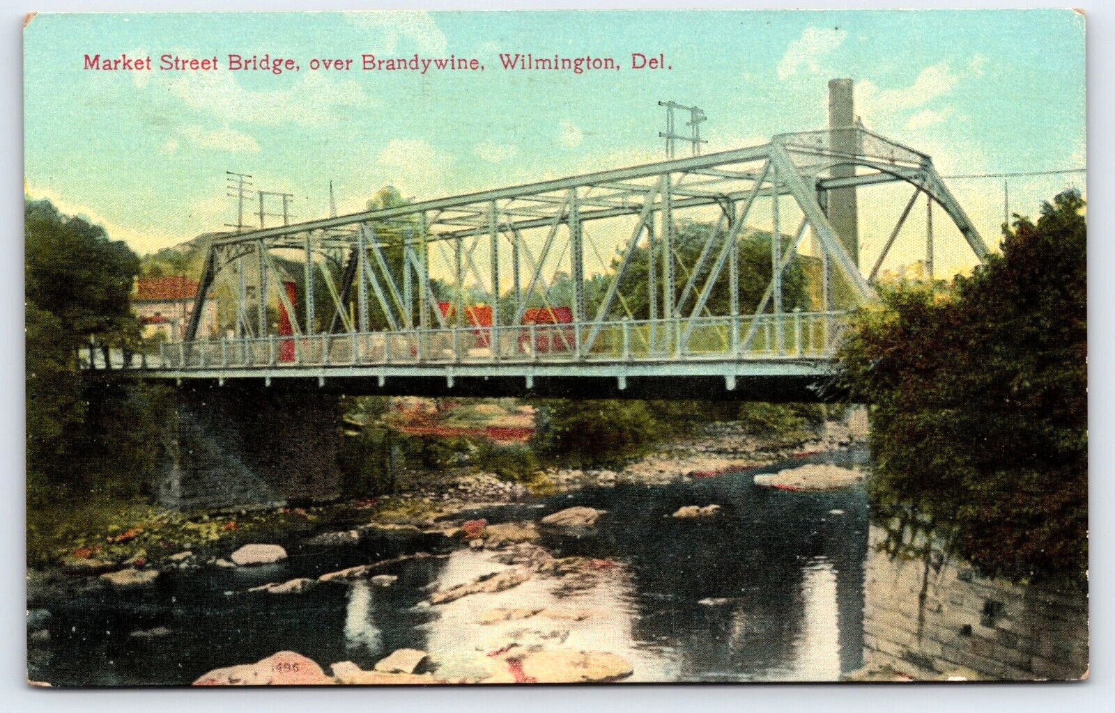 Original Vintage Antique Postcard Bridge Brandywine River Wilmington, Delaware