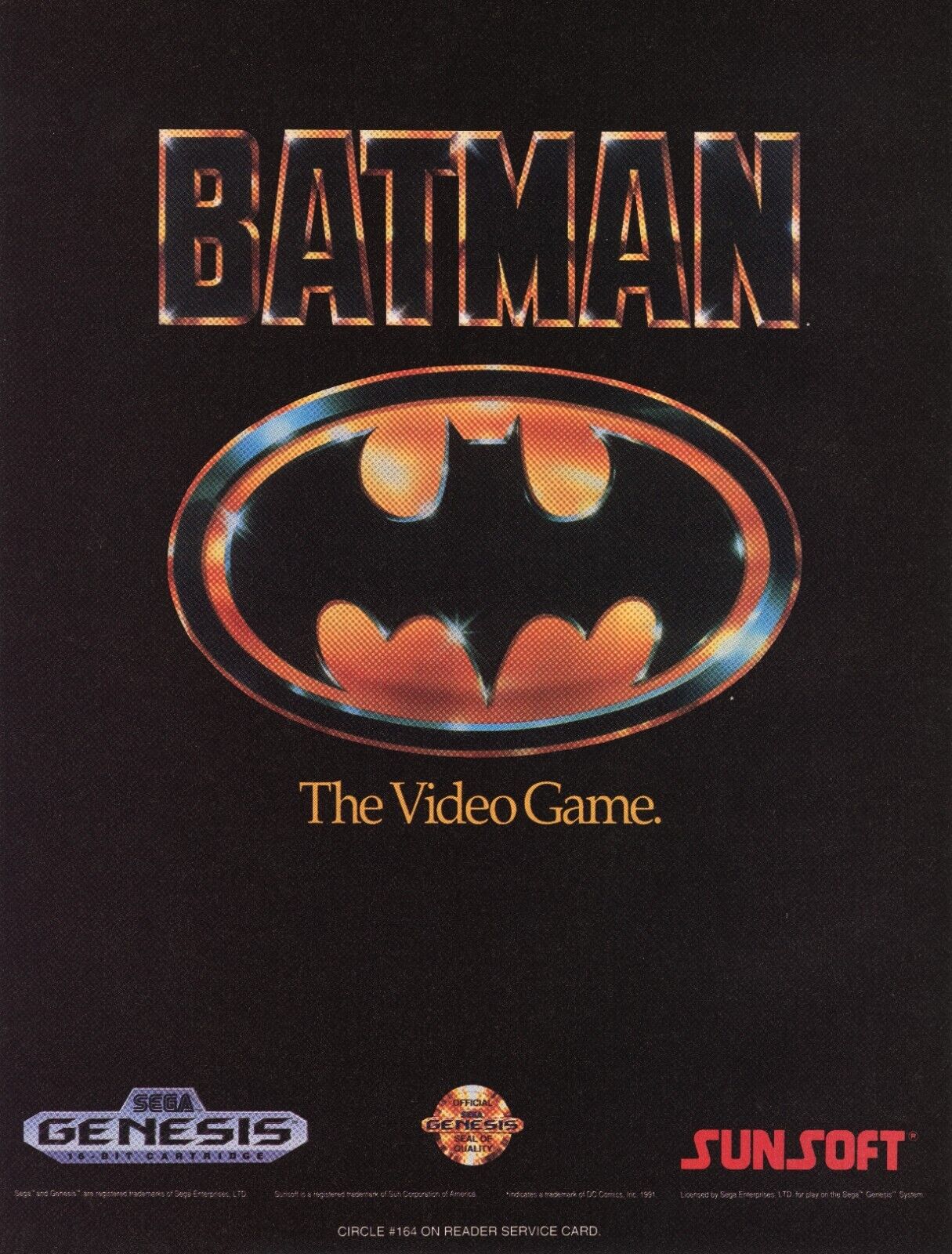 Batman the Video Game Sega Genesis Nintendo NES 1990 Promo Ad Art Print Poster