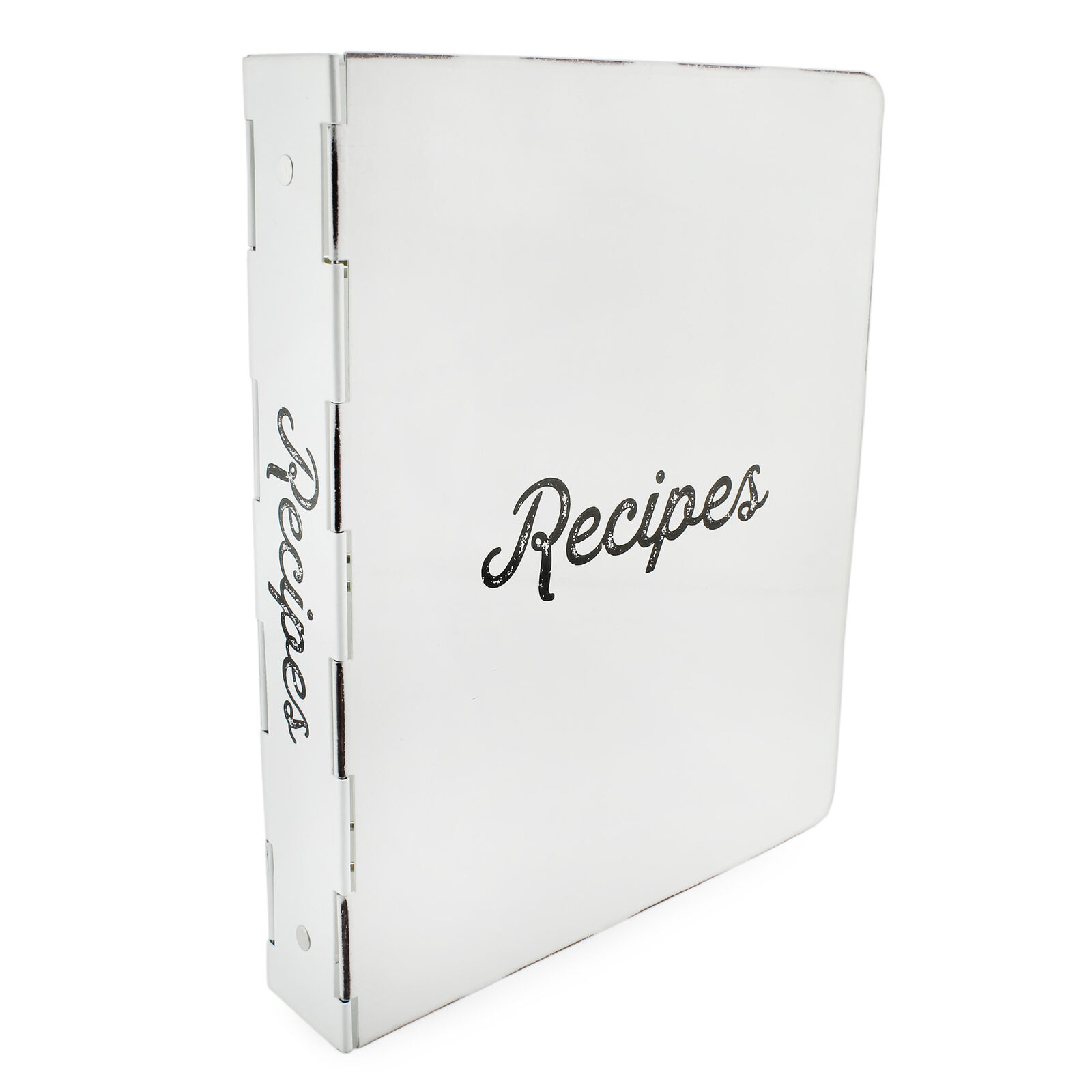 White Enamelware Cookbook Binder, Replacement Cover Classic 3 Ring Recipe Holder