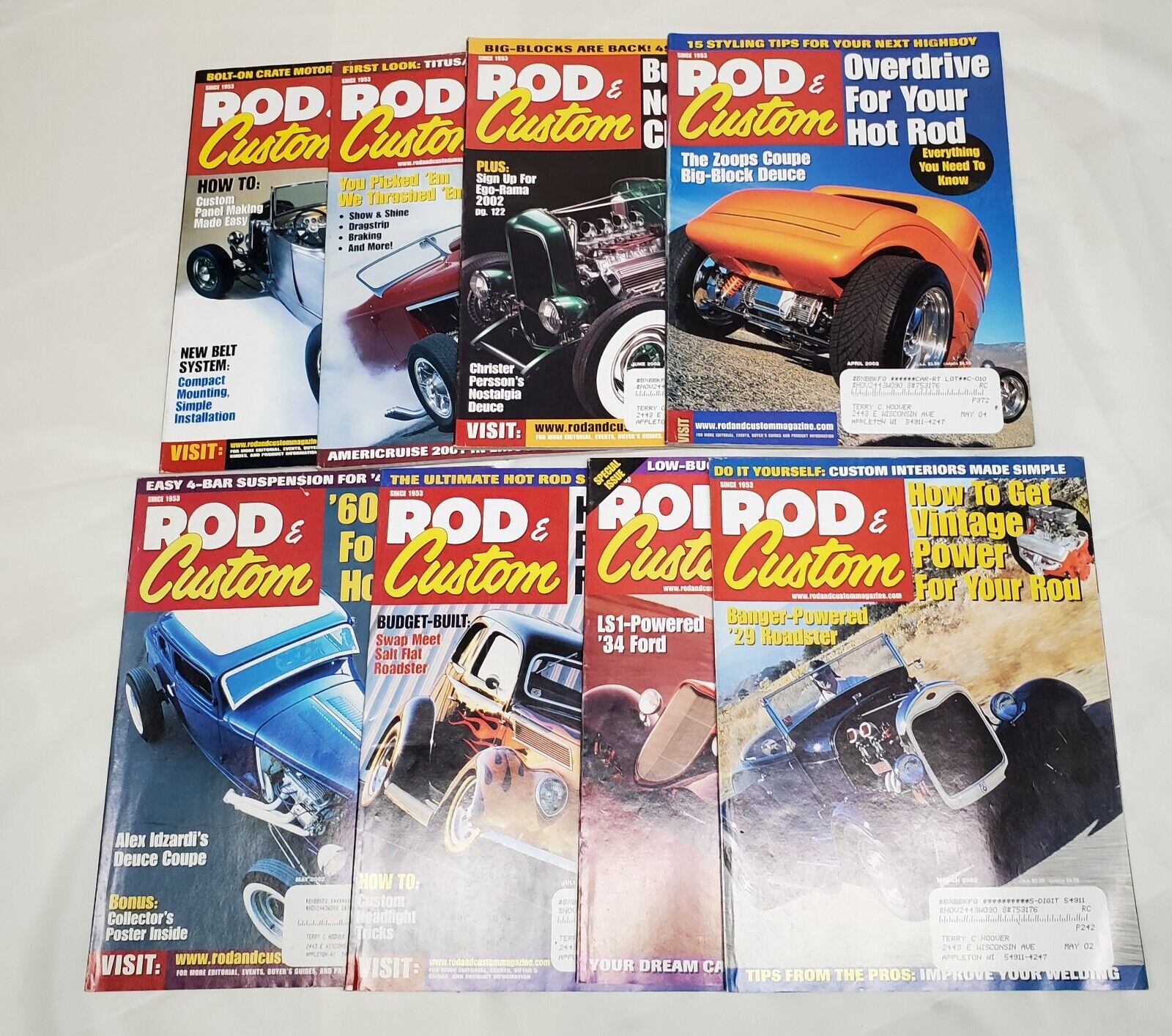  Rod and Custom Car Magazines 2002 Lot of 8 Issues
