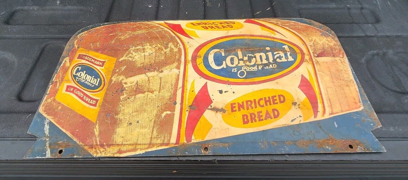 Vintage Colonial Bread Loaf Advertising General Store Sign Double Sided