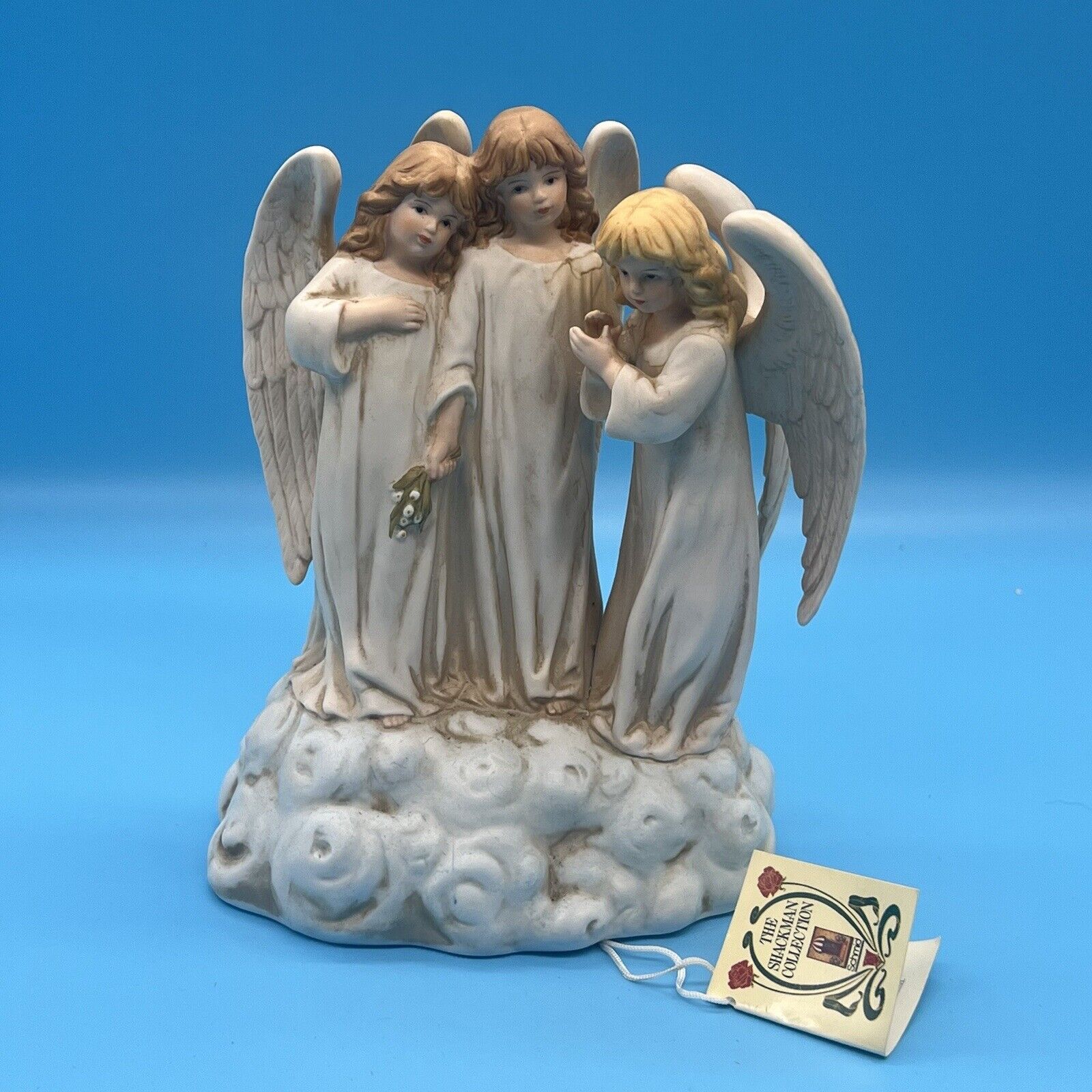 Vintage Schmid 3 Angels Porcelain Music Box Shackman 1988 Christmas