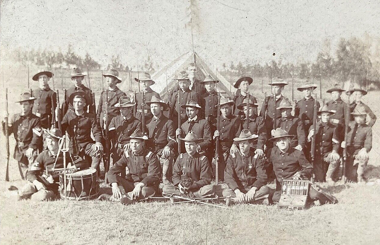 RARE  INDIAN WARS U.S.ARMY PENNSYLVANIA NATIONAL GUARD INFANTRY CO. PHOTO 1897