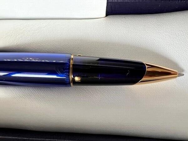Waterman Edson Rollerball Pen translucent Sapphire Blue. Pre-Owned