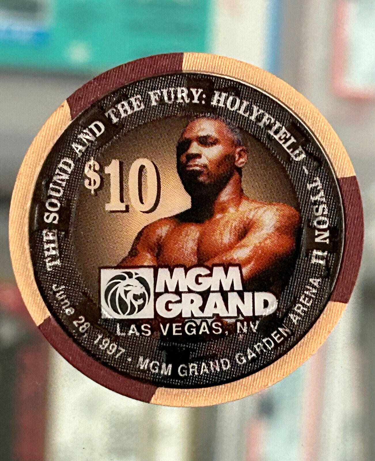 Mike Tyson vs Evander Holyfield Fight 1997 MGM Casino Chip RARE $10 Domination
