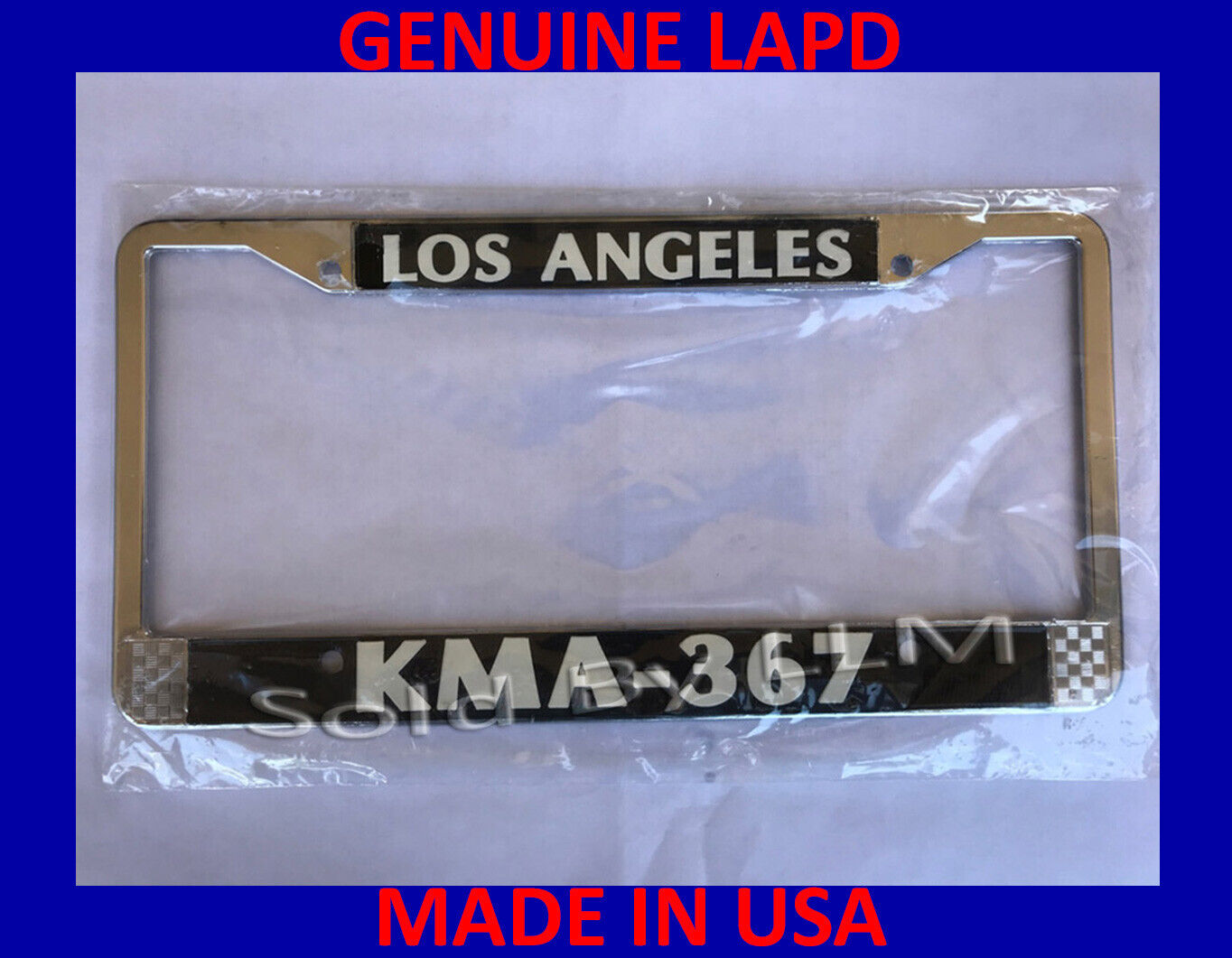 NEW LOS ANGELES POLICE LAPD KMA-367 CHROME Metal LICENSE Plate Frame CHP 11-99