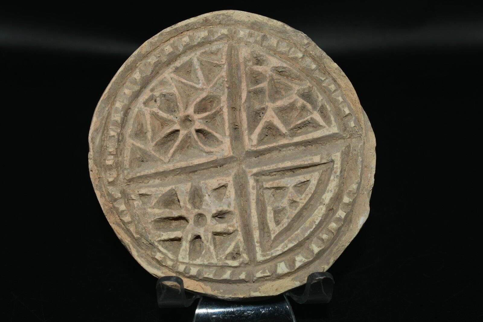 Genuine Ancient Medieval Circular Terracotta Tile Circa 14th - 15th Century AD