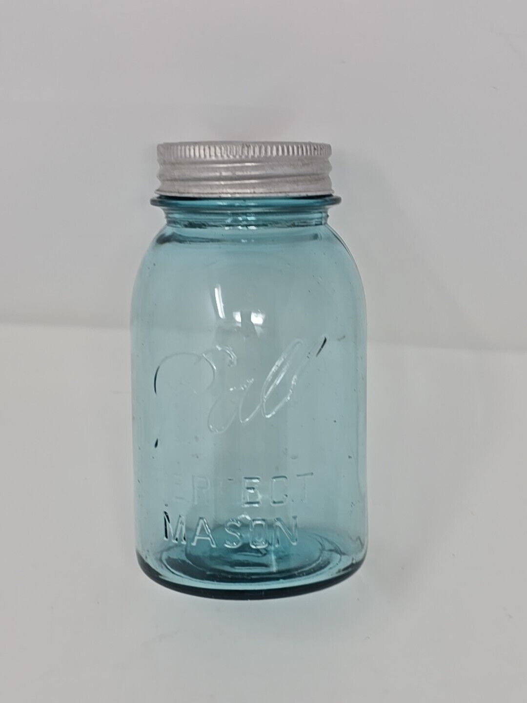 Rare BALL Perfect Mason Jar #2 BLUE 1910-1923 Glass Topper-Zinc Lid 7\