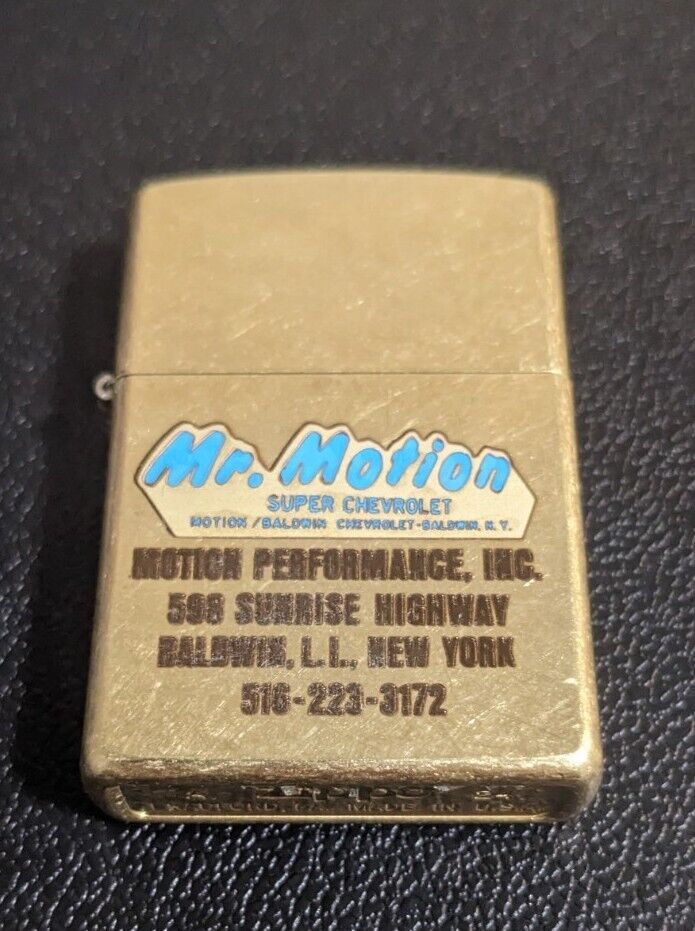 Mr Motion Super Chevrolet All Brass  Zippo Enameled.  Nice Gift Muscle Chevy 