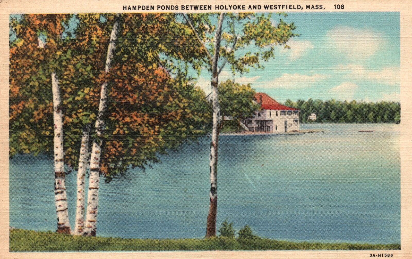 Massachusetts MA, Hampden Ponds Between Holyoke And Westfield Vintage Postcard