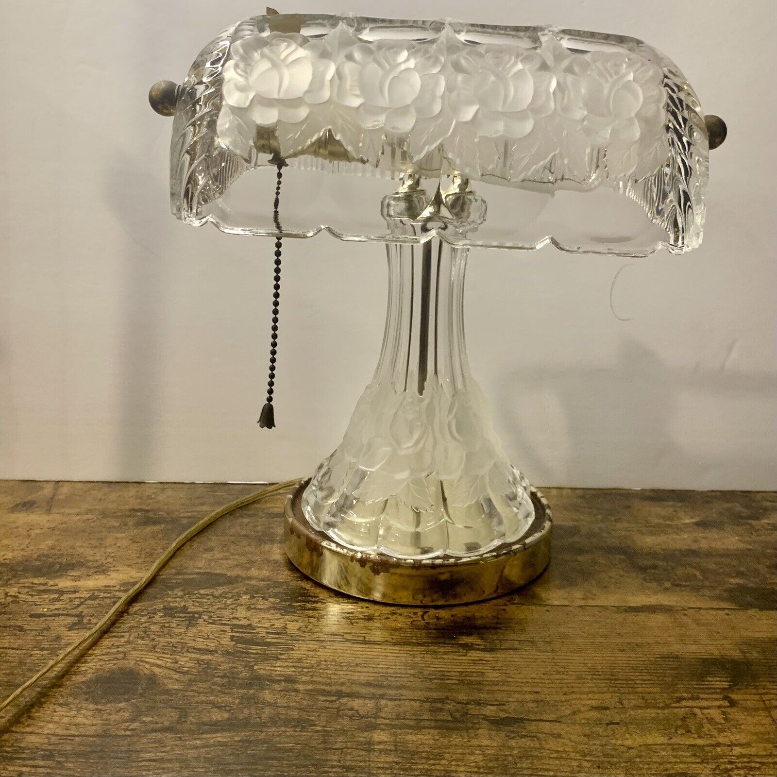Anne Hutte Bleikristall Lead Crystal Bankers Desk Lamp - Working Rare Vintage
