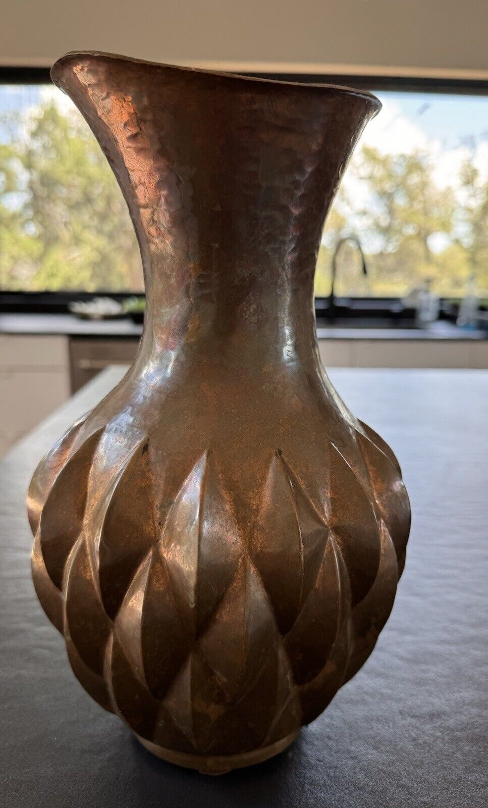 Vintage Hammered Copper Vase 11.5”x 7 Mexico - Gorgeous