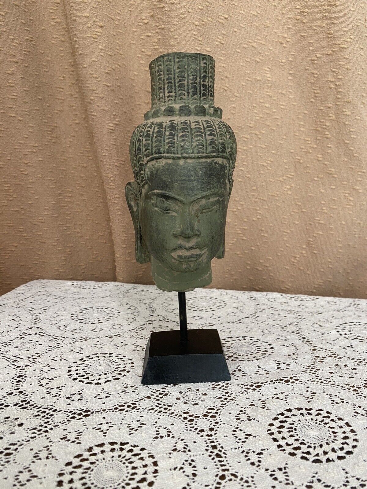 Vintage Vishnu/Buddha Head Sculpture and Base