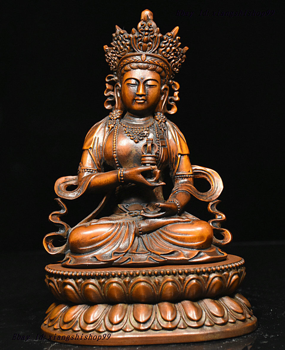 Chinese Buddhism Boxwood Wood Carved Vajrasattva Bodhisattva Buddha Statue