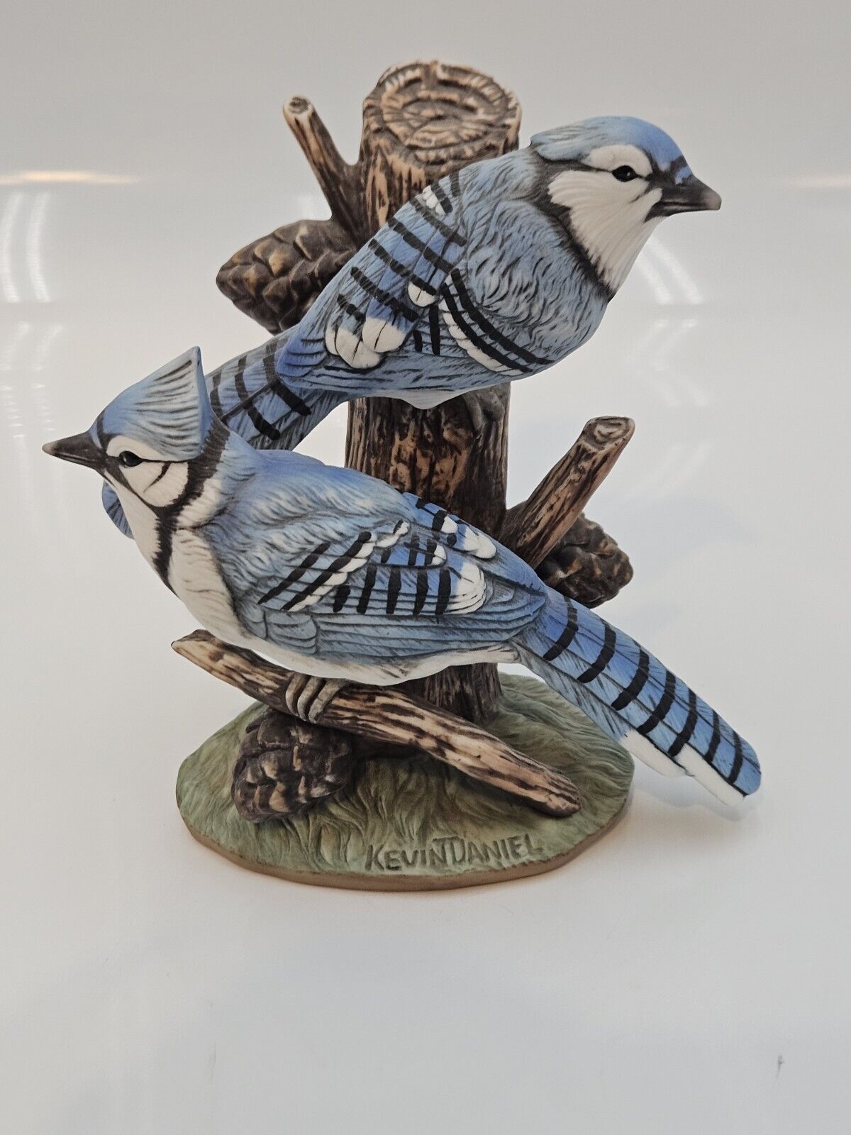 Vintage Knowles Porcelain Bluebirds On A Branch Figurine By Kevin Daniel  5\