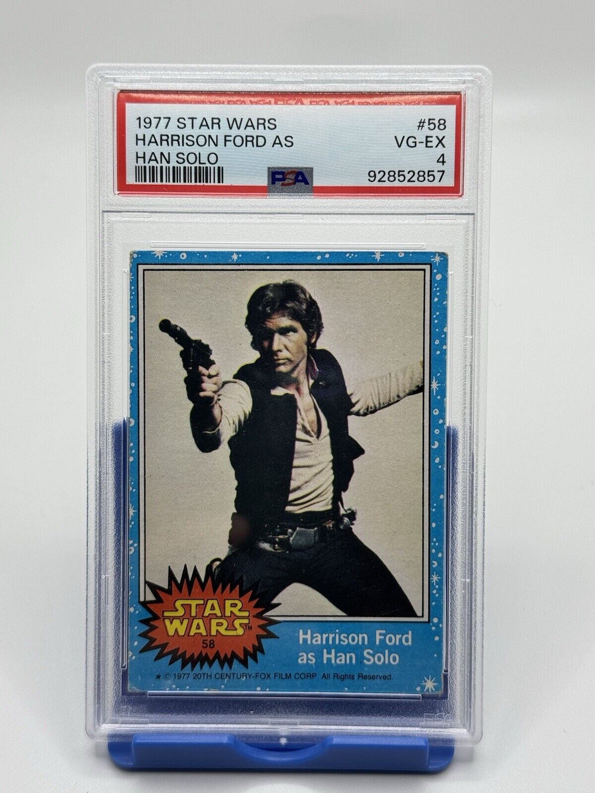 1977 STAR WARS #58 HARRISON FORD AS HAN SOLO - PSA 4 VG-EX Trading Card