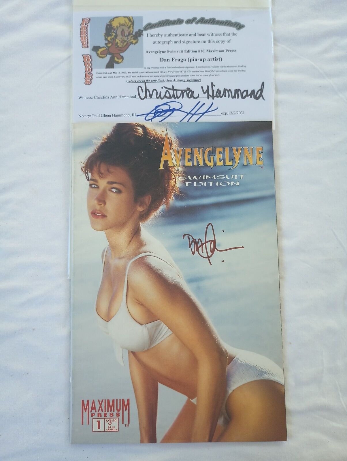 Avengelyne Swimsuit Edition #1C *white bikini* (VF) MAXIMUM Press 1996 Dan Fraga