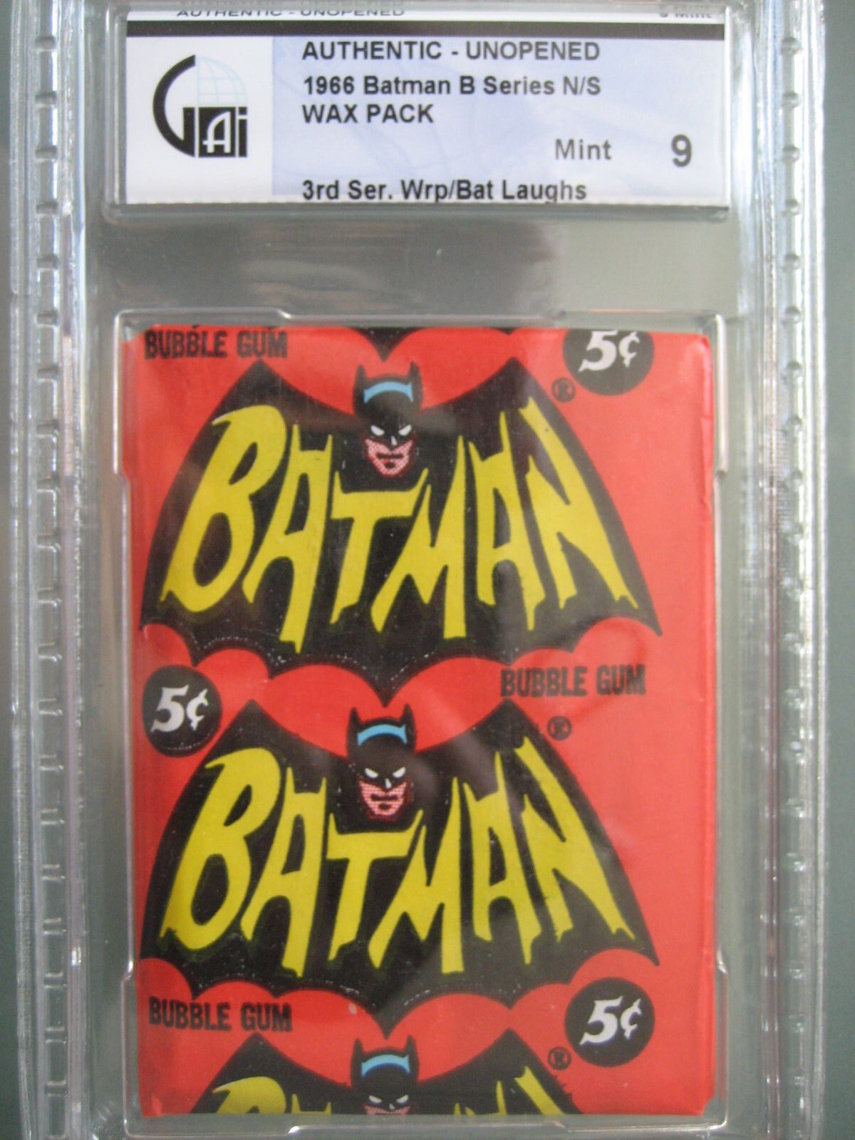 1966 Topps Batman Bat Laffs Wax Pack Graded GAI 9 Mint *RARE* Color Photo Cards