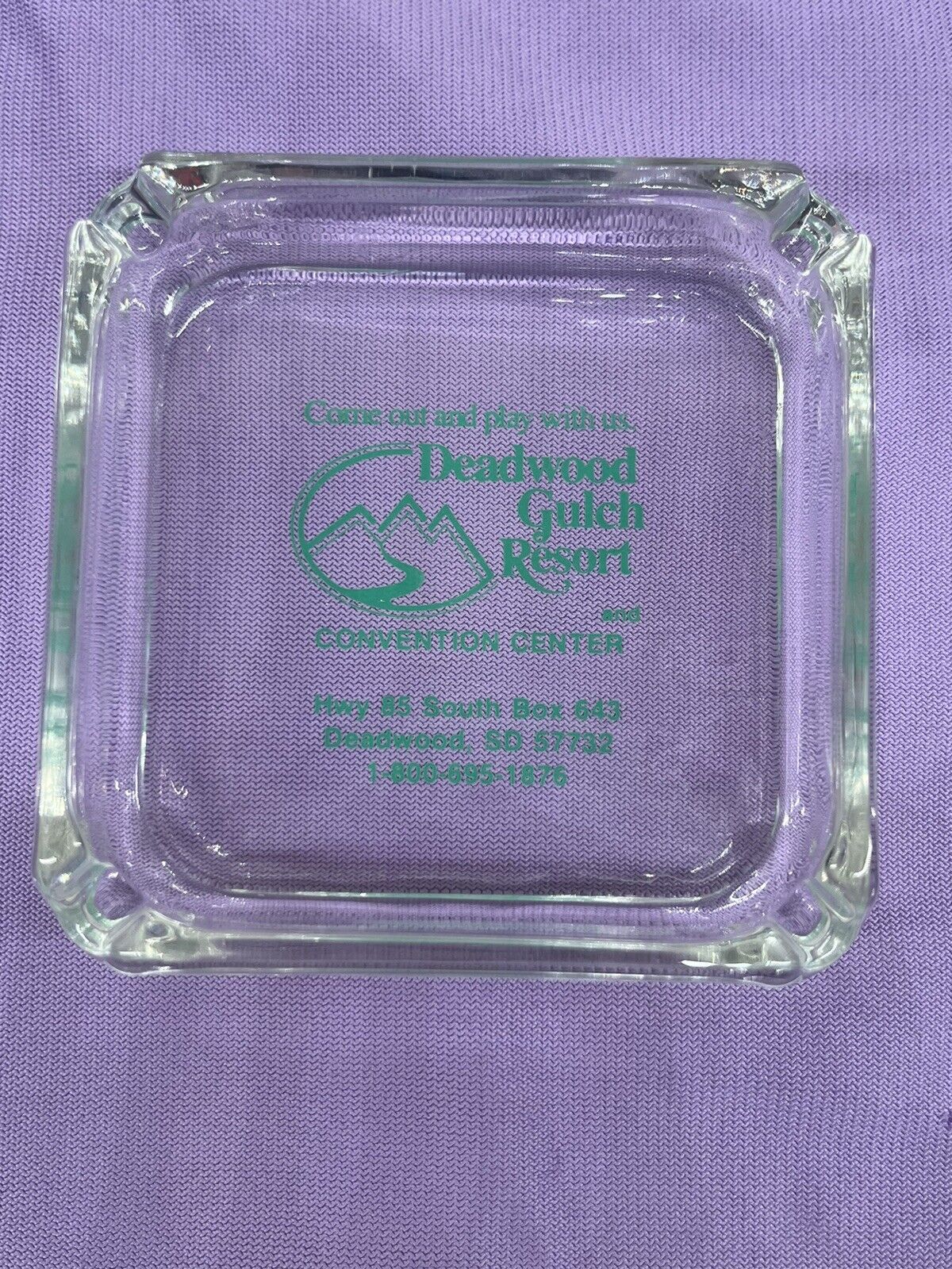 Vintage Deadwood Gulch Resort Glass Ashtray Deadwood, SD