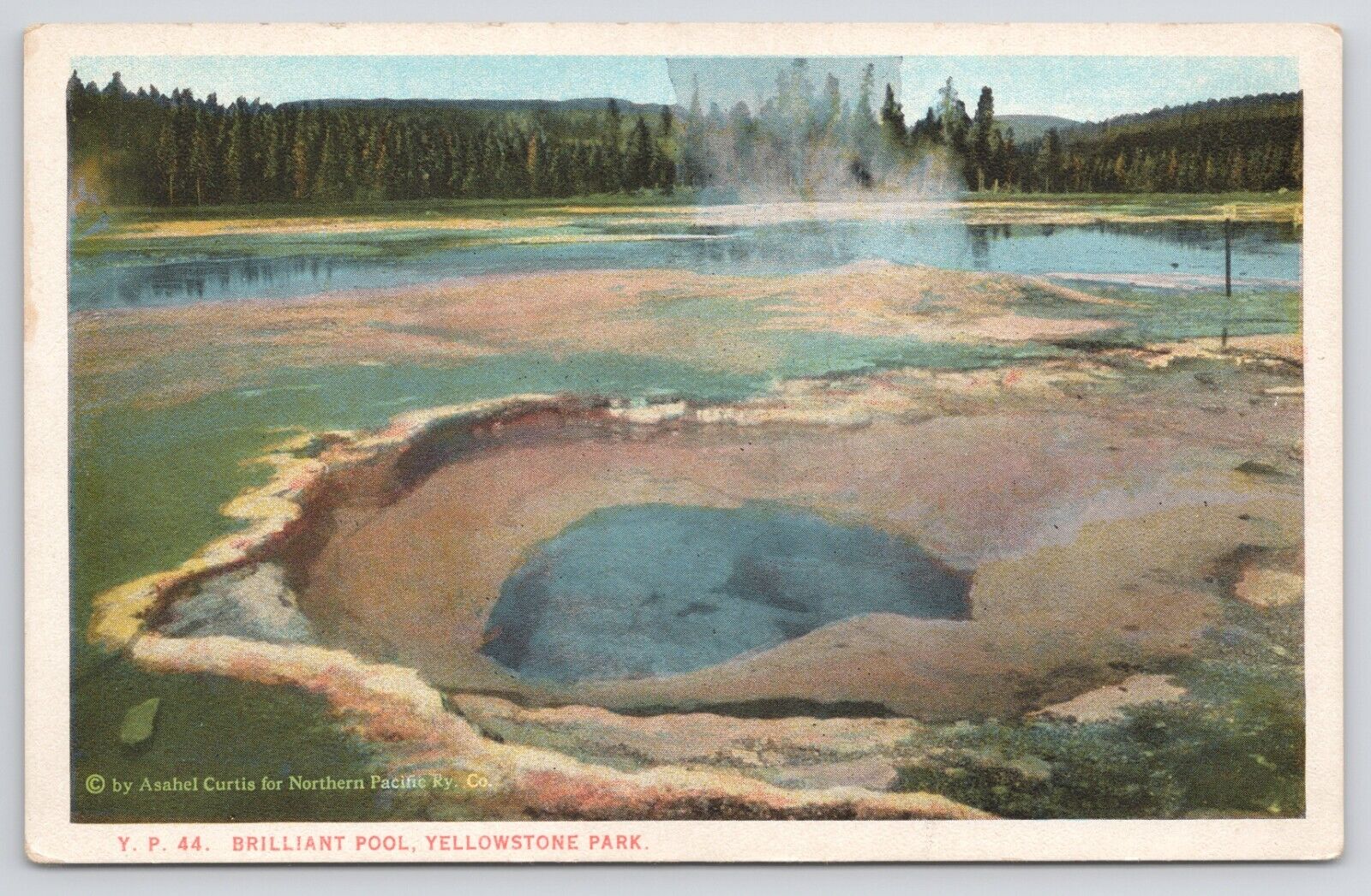 Colorado Yellowstone Park Brilliant Pool White Border Postcard