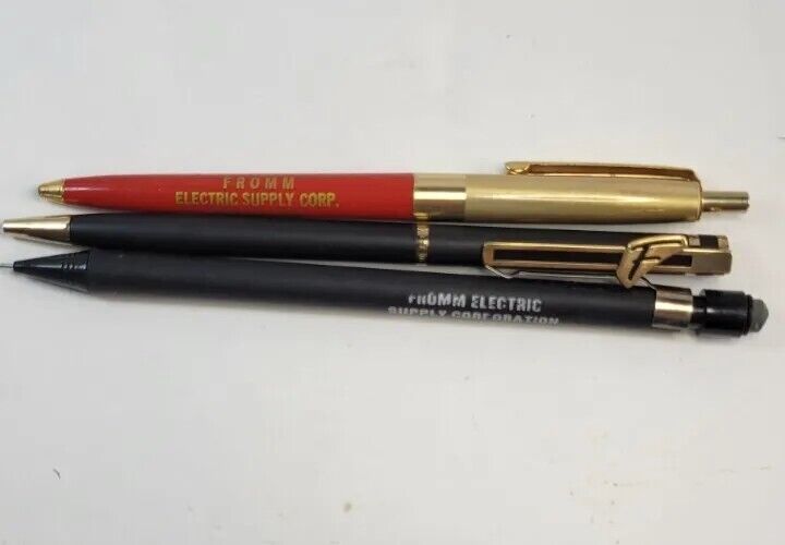 Fromm Electric Supply Corporation 3 Vintage Writing Implement Two Pen One Pencil