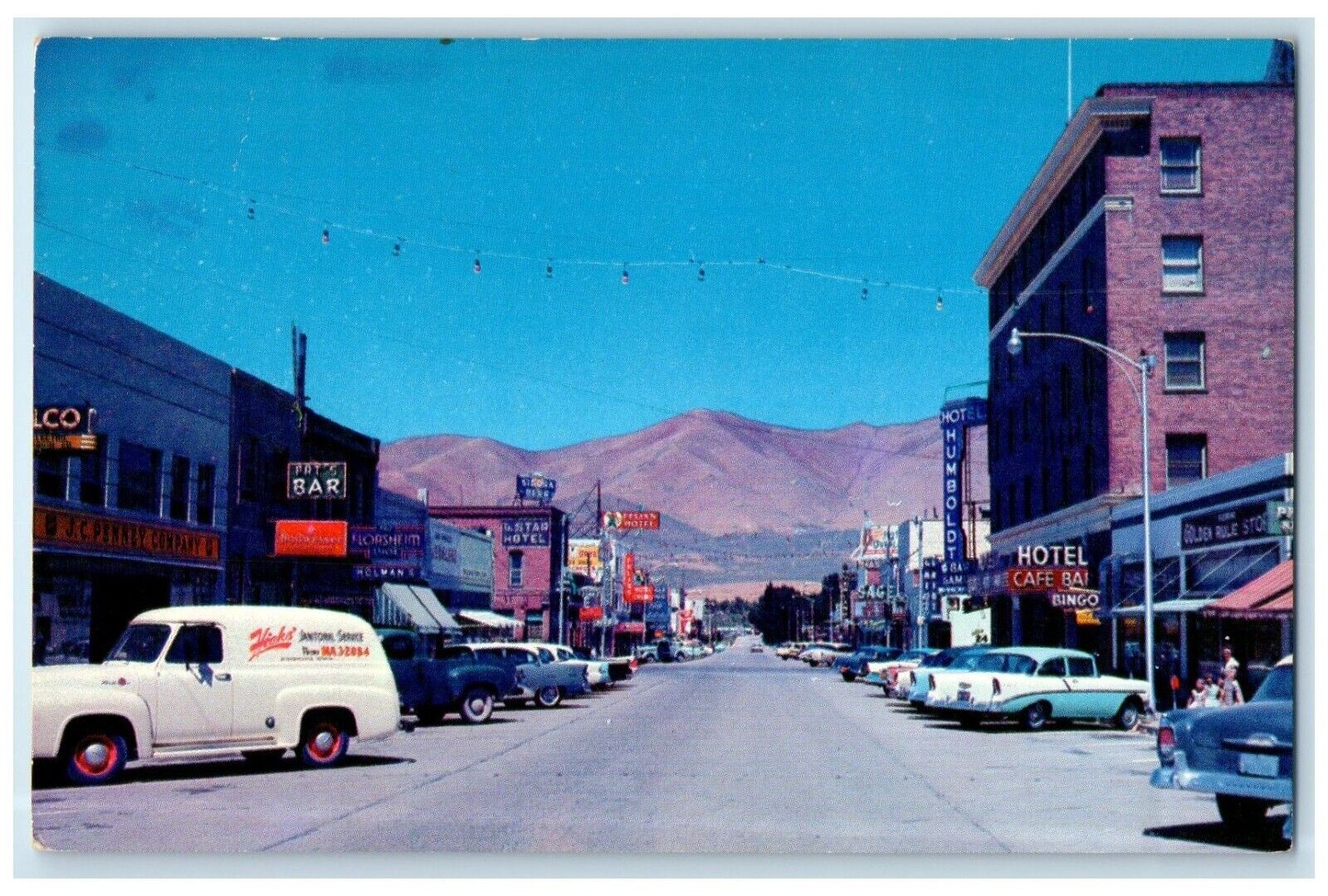c1960 View Bridge Street Downtown Exterior Building Winnemucca Nevada Postcard