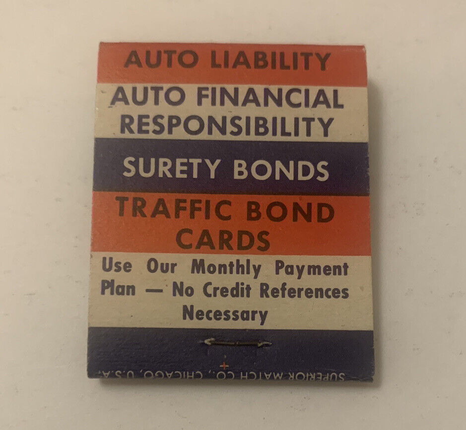 Vintage Al Abrams Matchbook Full Unstruck Ad Matches Insurance Agency Souvenir