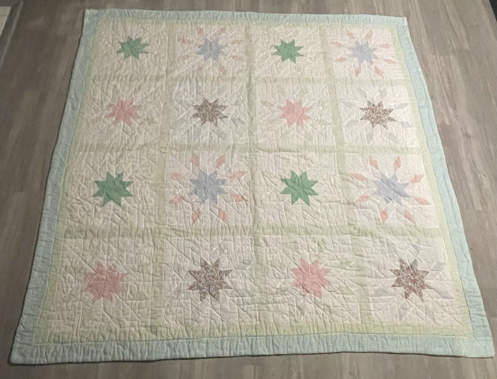 Antique/ Vintage 8 Point Star Pattern Quilt Handmade 81 X 79
