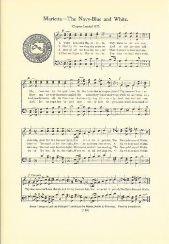 MARIETTA COLLEGE Vintage Original School Song Sheet w Seal c1937 -- Great Gift