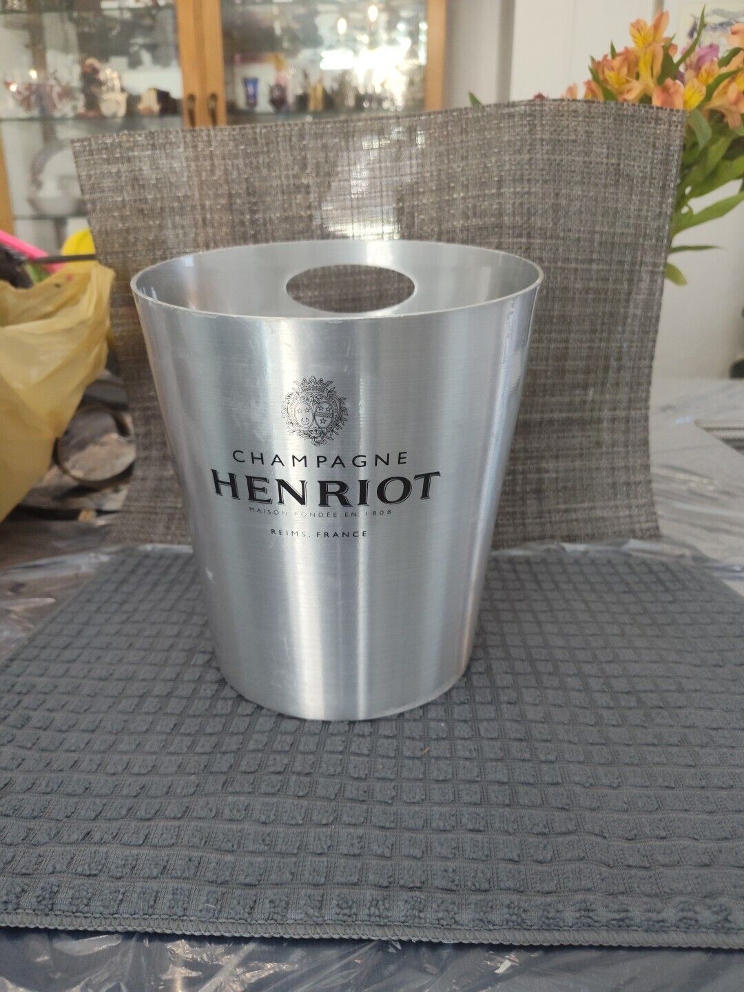 Vintage Henriot Champagne Bucket Aluminum France Decor Design 9” Rare WOW