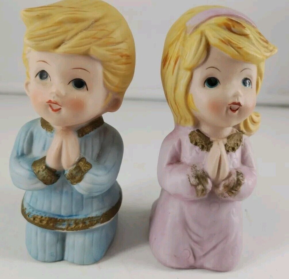 Vintage Homco Little Boy & Girl Praying Kneeling Figurine 4.5\