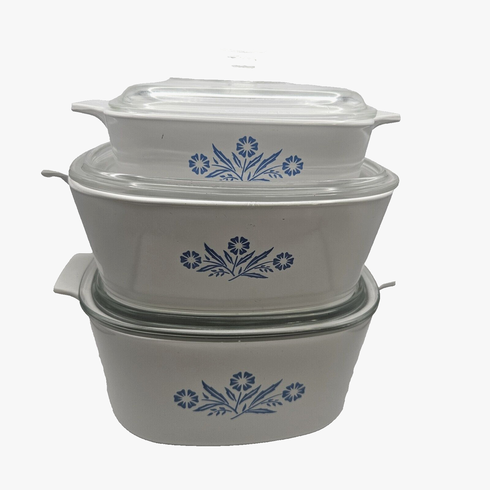 Corning Ware Blue Cornflower Casserole Dish lids A-3-B  A-1-B  P-2 1/2-B  6pc