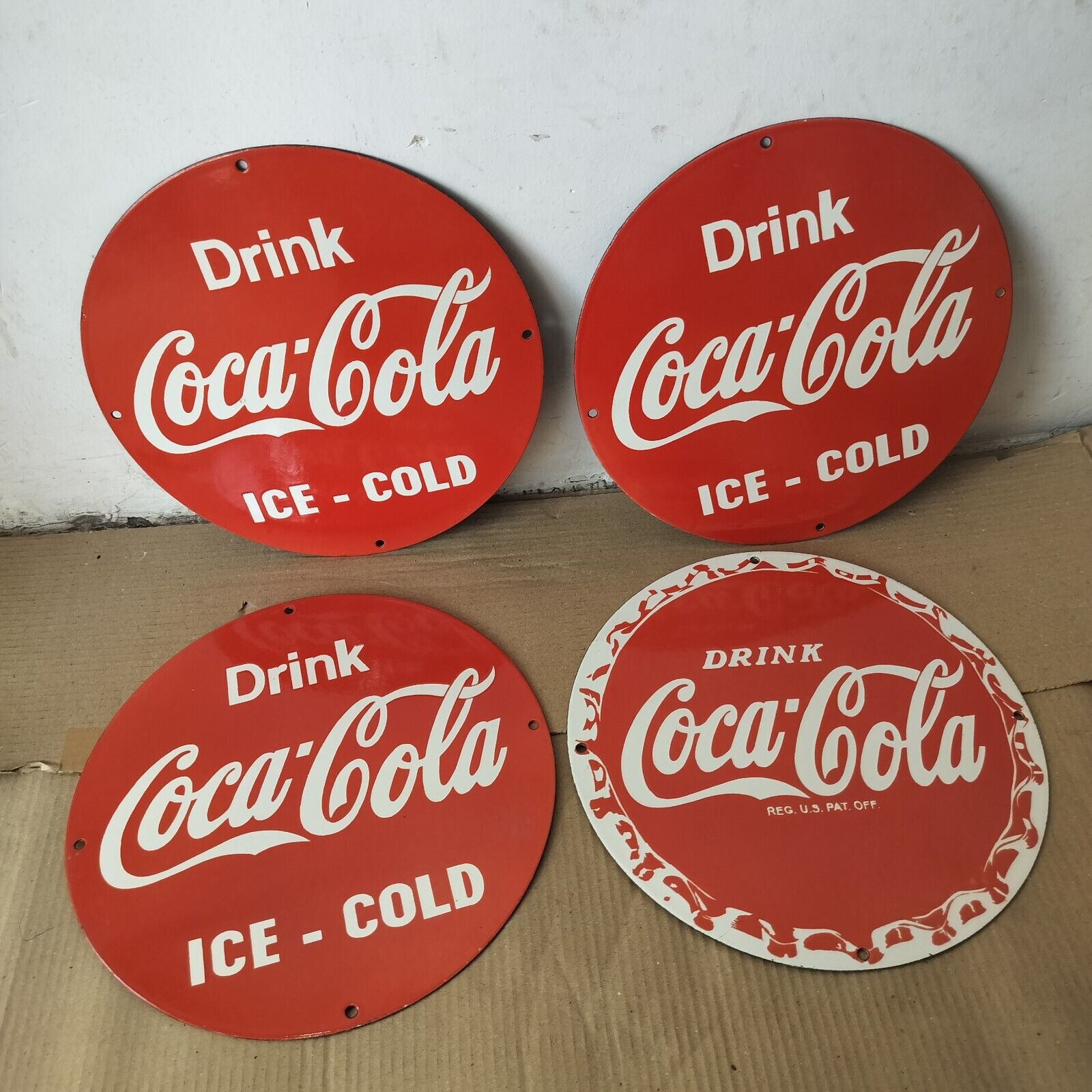 Drink Coca Cola Porcelain Enamel Sign  12 x 12 Inches