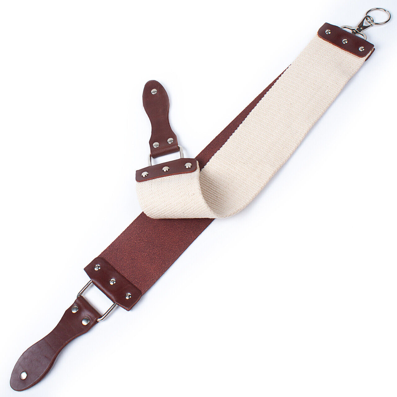 Barber's Latigo Leather Straight Razor Strop. Dual Strap (brown) - STAMESKY