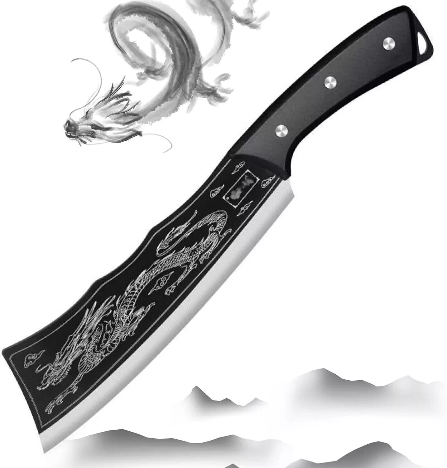Black Dragon Knife, Handmade Dragon Knife, Dragon Slaying Knife 8.2\'\', Sharp Mea