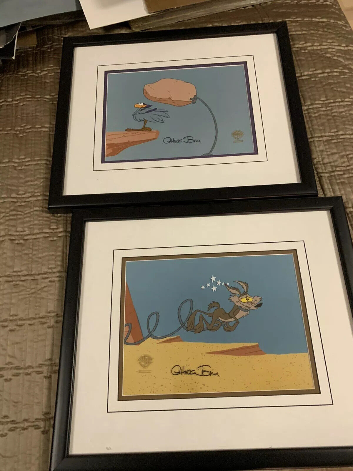 Road Runner & Wile E Coyote Cells Chariots of Fur Signed by Chuck Jones 