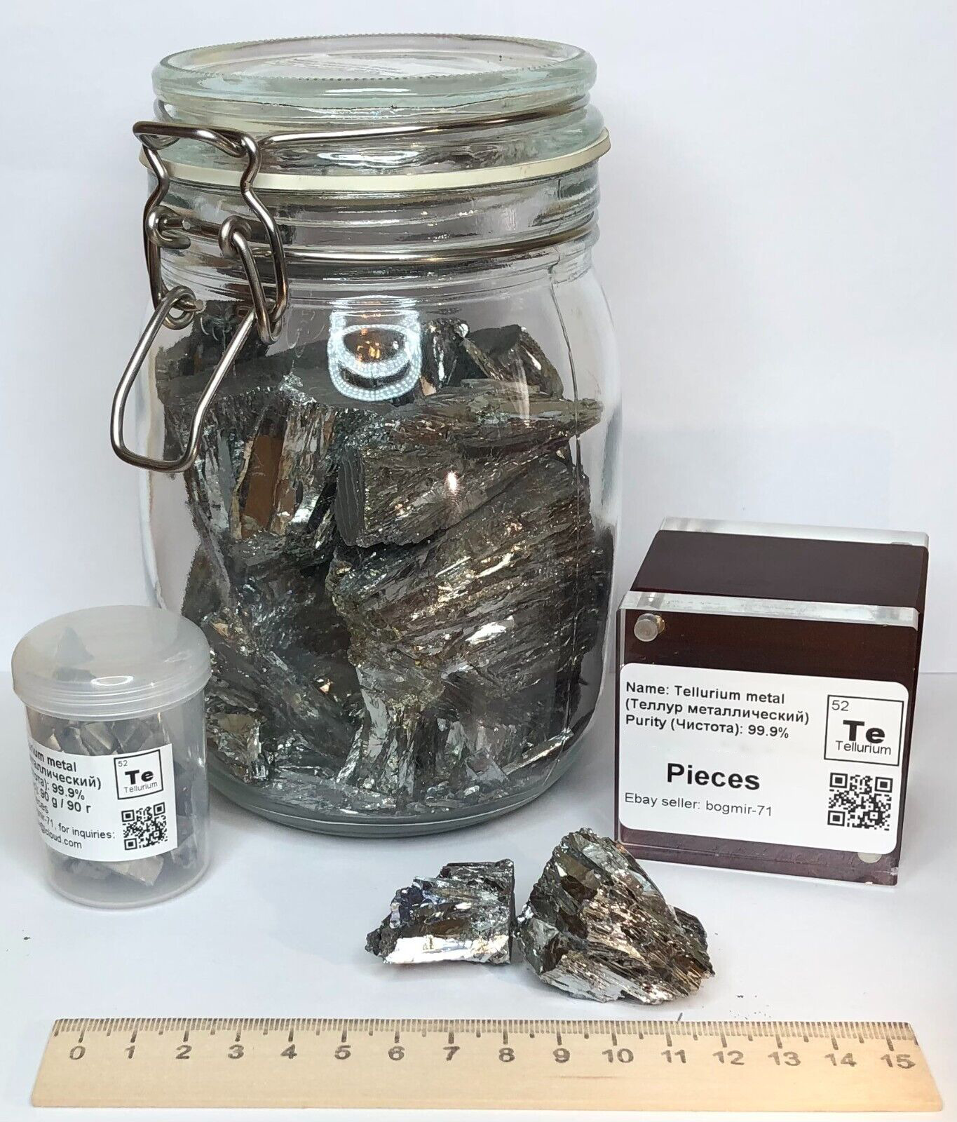 Tellurium Metal Element Sample 100 - 4900 grams Chunks 99.9% Pure Periodic Table