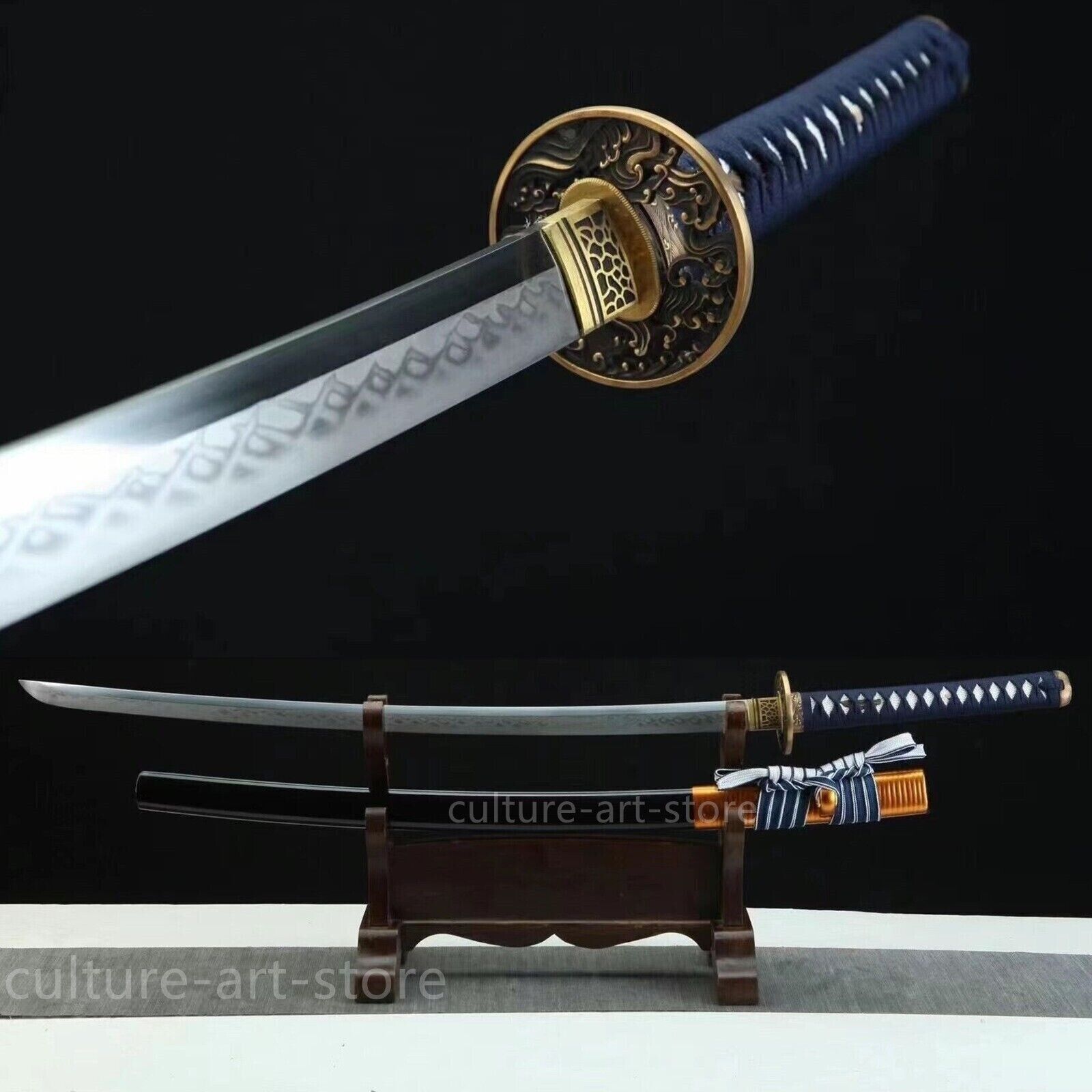 Hand Grind Real Hamon Clay Tempered T10 Steel Japanese Samurai Katana Sword*
